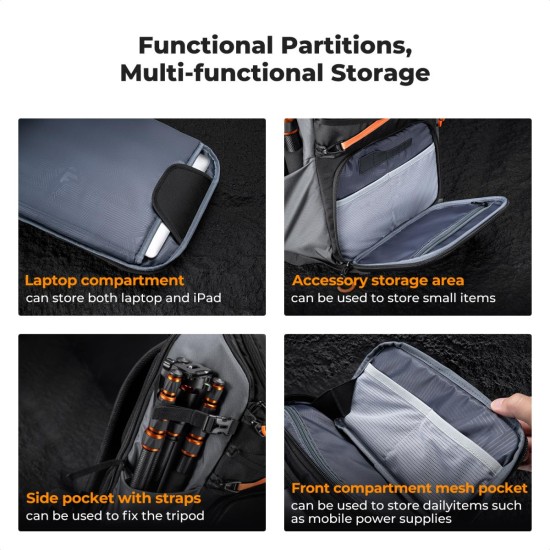 K&F Concept 25L Camera Backpack Star Wander03 (Black)-  KF13.180